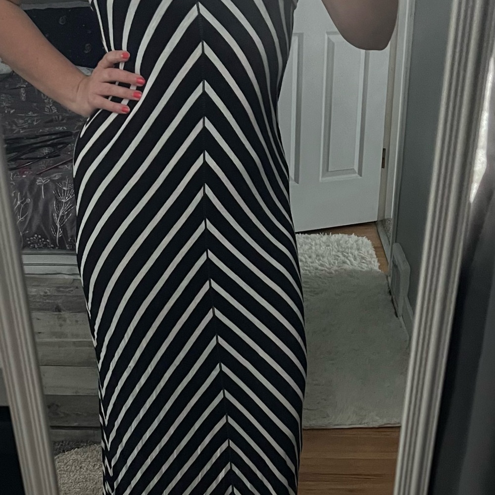 Max Studio Black and White Halter Bodycon Maxi Dress